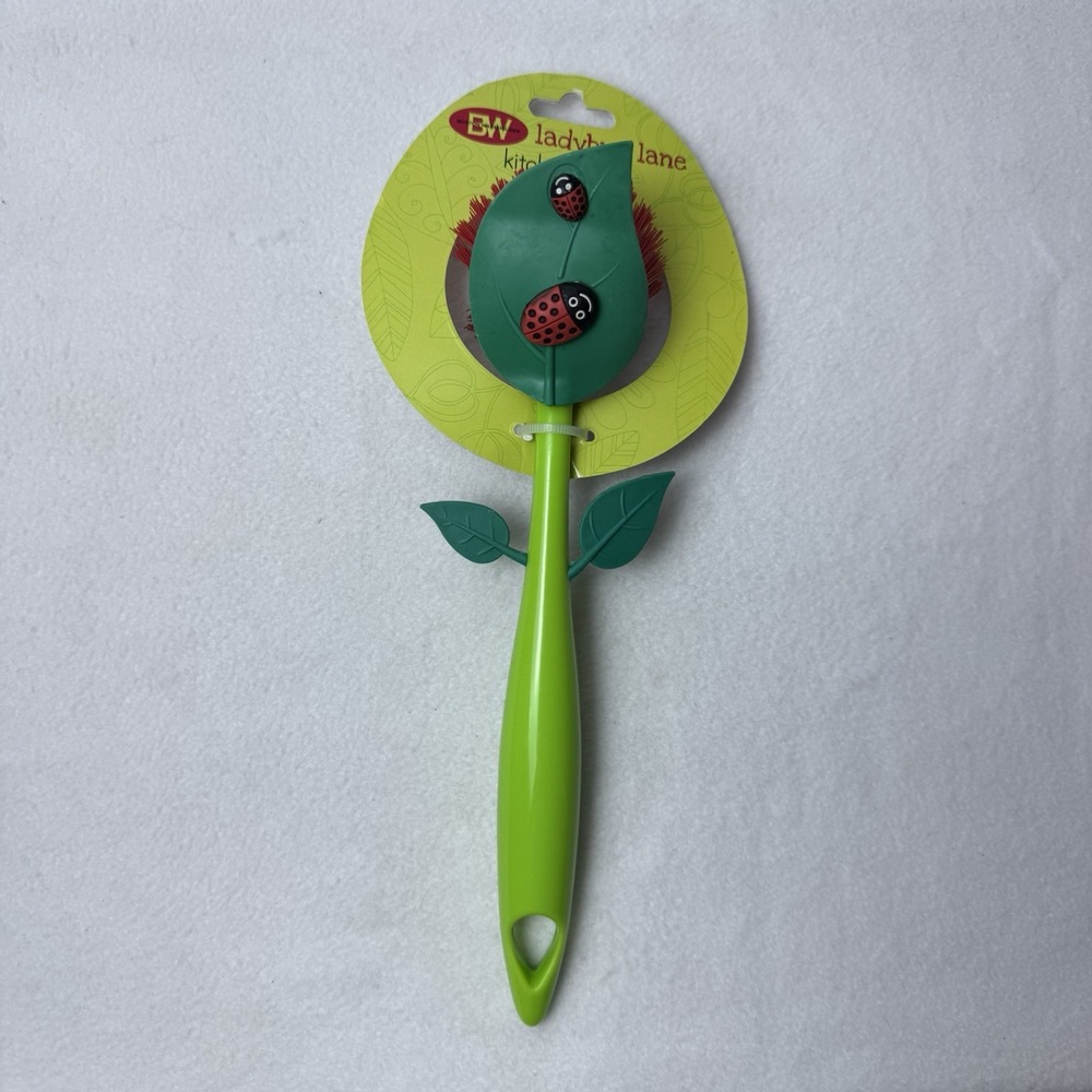 Boston Warehouse Ladybug Lane Kitchen Dish Brush 44380 Green Leaf 2011 Cute